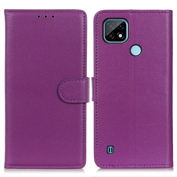 Realme C21 - Litchi Läder Fodral - Lila Lila