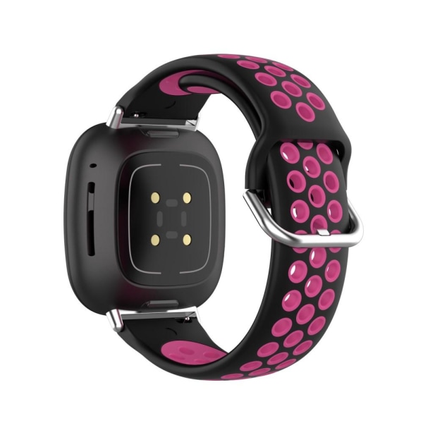 Silikon Träningsarmband Armband Versa 3/Fitbit Sense - Svart/Ros Svart/Rosa Svart/Rosa