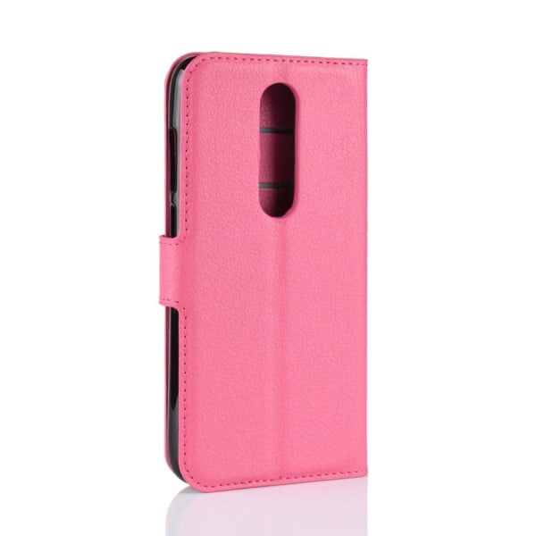 Nokia 5.1 Plus - Litchi Plånboksfodral - Rosa Pink Rosa