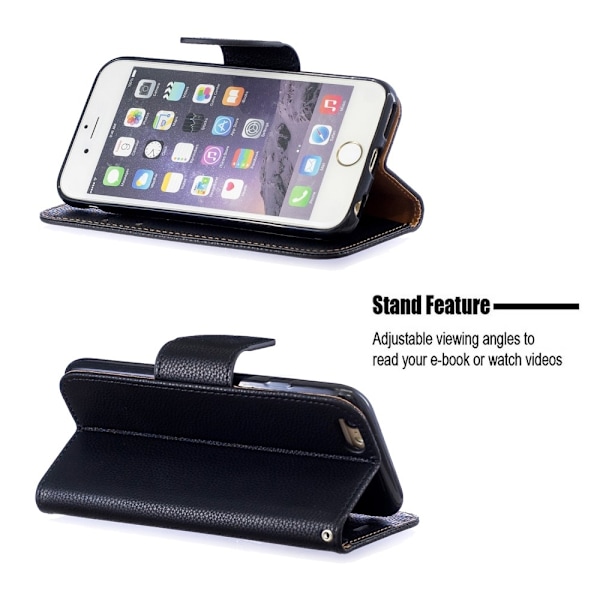 iPhone 6/6S - Litchi Shark Fodral - Svart Black Svart