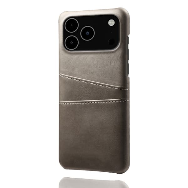 iPhone 17 Pro Max Skal Med Kortfack Läder Grå