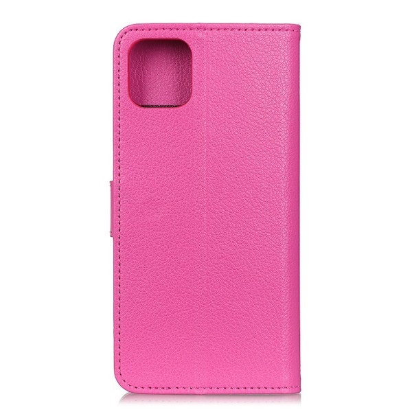 iPhone 12 Pro Max - Litchi Läder Fodral - Rosa Pink Rosa