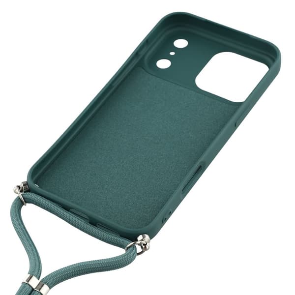 iPhone 17 Pro Skal Med Mobilsnöre TPU Mörk Grön