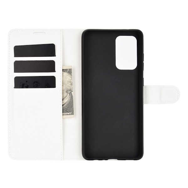 Samsung Galaxy A72 - Litchi Läder Fodral - Vit White Vit