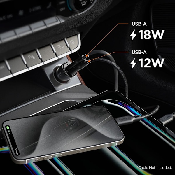 Spigen 30W Billaddare 2x USB-A Essential Svart