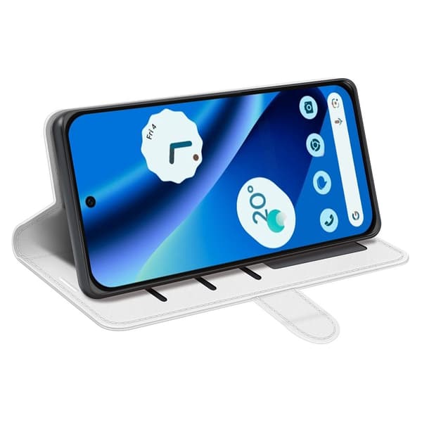 Google Pixel 10a Fodral Crazy Horse Läder Vit