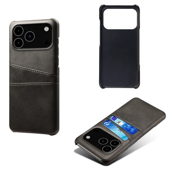 iPhone 17 Pro Max Skal Med Kortfack Läder Svart