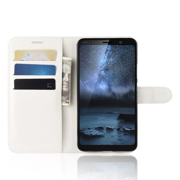 Nokia 9 PureView - Litchi Plånboksfodral - Vit White Vit