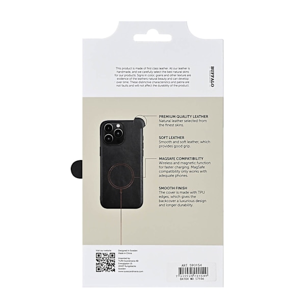Buffalo iPhone 16 Pro Max Skal MagSafe Äkta Läder Svart