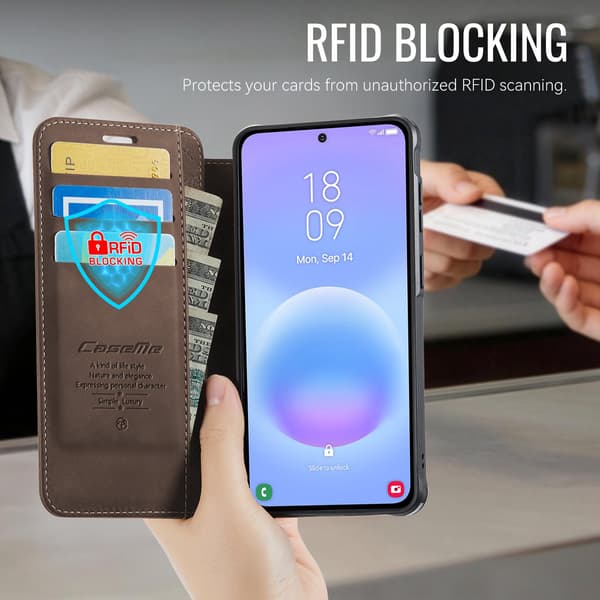 CASEME Samsung Galaxy A17/A16/A26 Skal RFID Plånbok Brun