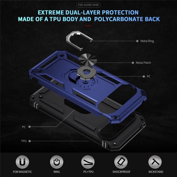 Google Pixel 10 Pro XL Skal Armor Ring Hybrid Blå