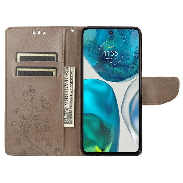 Motorola Moto G52/G82 Fodral Blommigt Tryck Grå