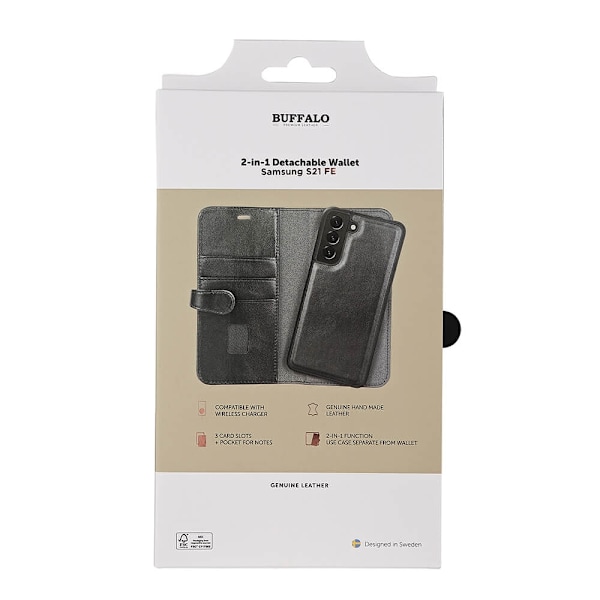 Buffalo Samsung Galaxy S21 FE Fodral 2in1 Äkta Läder Svart
