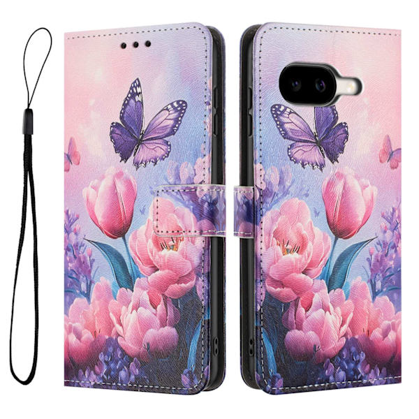 Google Pixel 10a Fodral Med Tryck Rosa Blommor