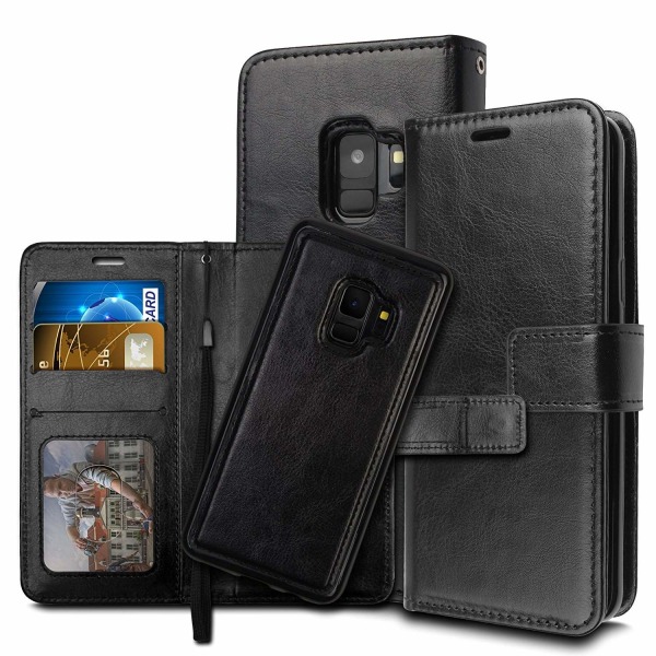 Samsung S9 Plus - Plånboksfodral / Magnet Skal 2 in 1 - Välj Fär Black Svart