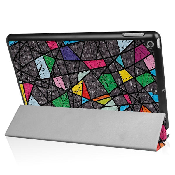 iPad 9.7" (2017) / (2018) - Tri-Fold Fodral - Färgad Geometri