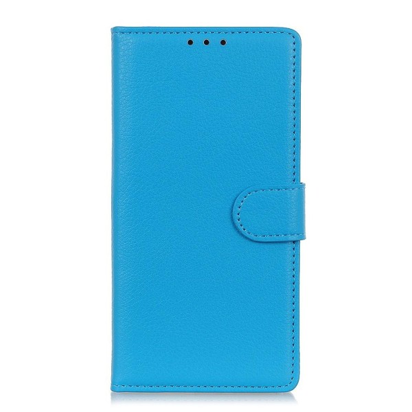 Huawei P40 Lite E - Litchi Plånboksfodral - Blå Blue Blå
