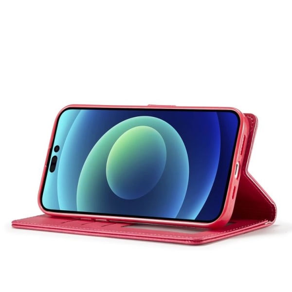 LC.IMEEKE iPhone 14 Pro Fodral Läder Röd/Rosa