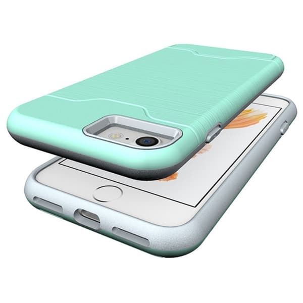 iPhone 7/8 Skal Med Kortfack Och Stöd - Mint Grön