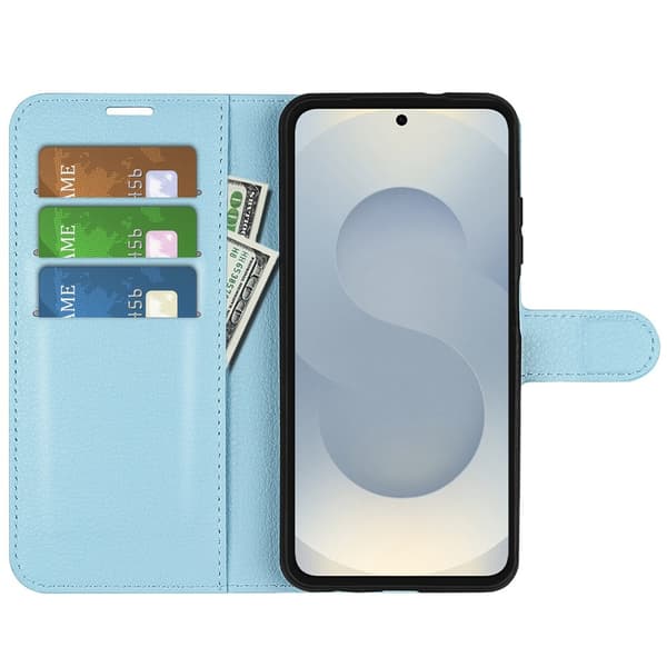 Samsung Galaxy S25 Edge Fodral Litchi Läder Blå