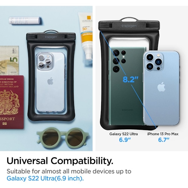 Spigen 2-PACK Universal Flytande Vattentät Påse / Mobilväska Svart