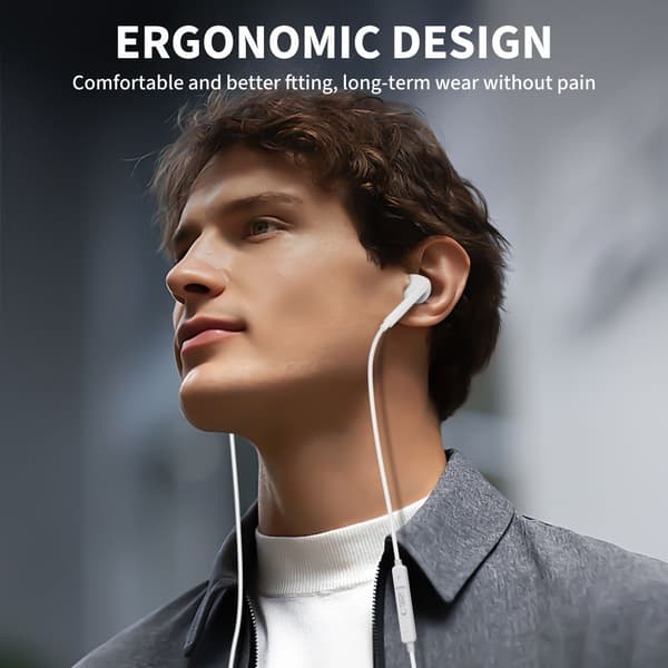 Tech-Protect In-Ear Hörlurar 3.5 mm AUX UltraBoost Vit