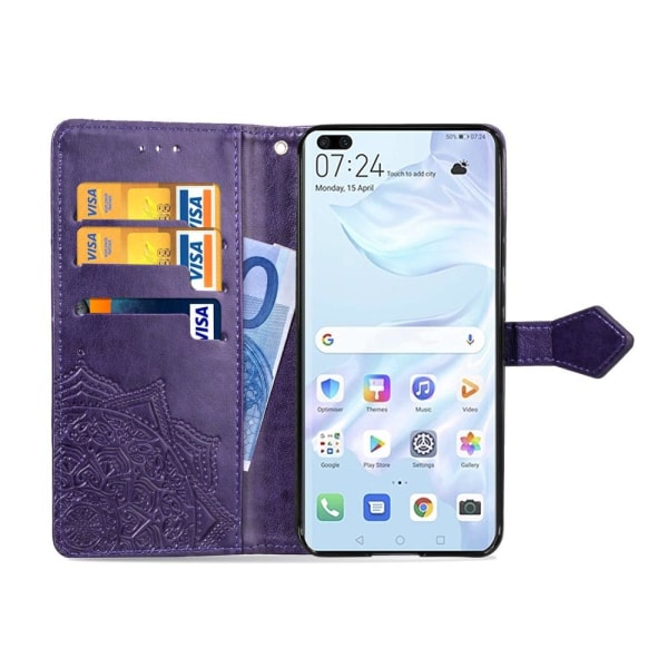 Huawei P40 Pro - Mandala Plånboksfodral - Lila Purple Lila
