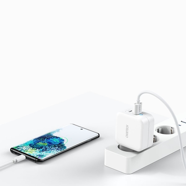 Choetech 65W GaN USB-C / USB-A PD QC Väggladdare Vit