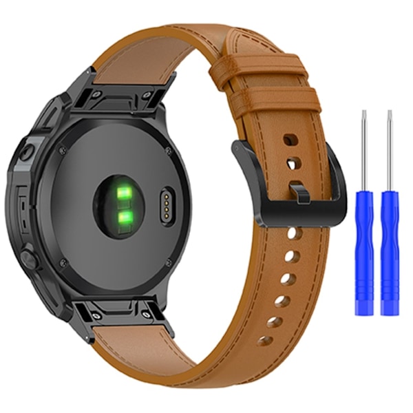 Äkta Läder Armband För Garmin Brun