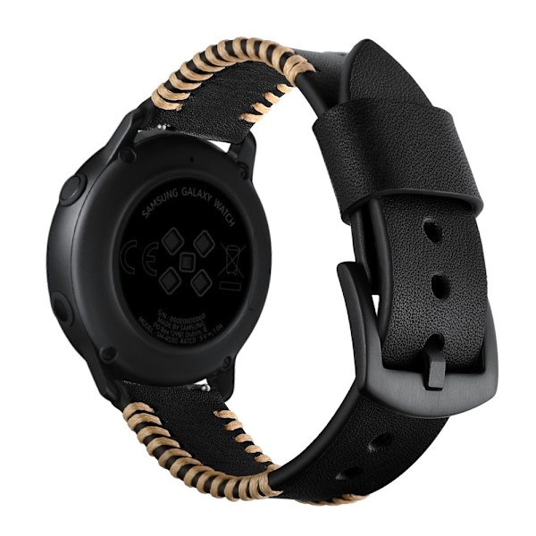 Äkta Läder Armband Vävd För Smartwatch - Svart (20 mm) Black Svart (20 mm)