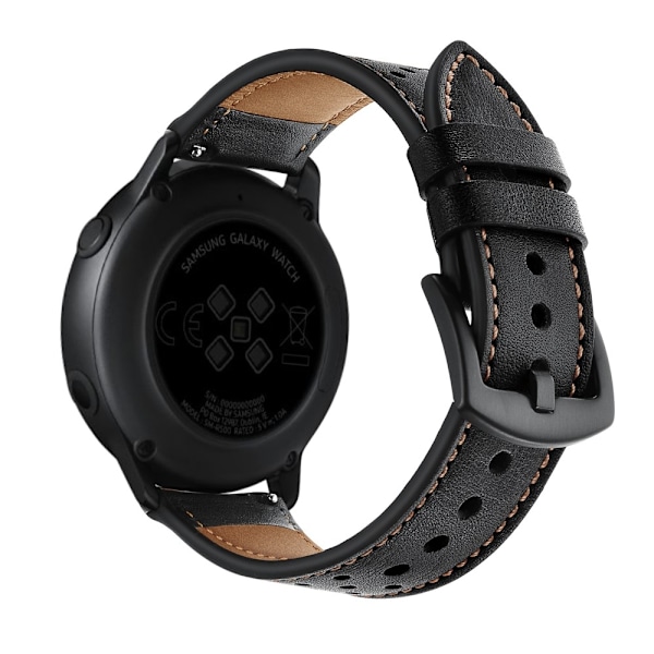 Äkta Läder Armband För Smartwatch - Svart (20 mm) Black Svart (20 mm)