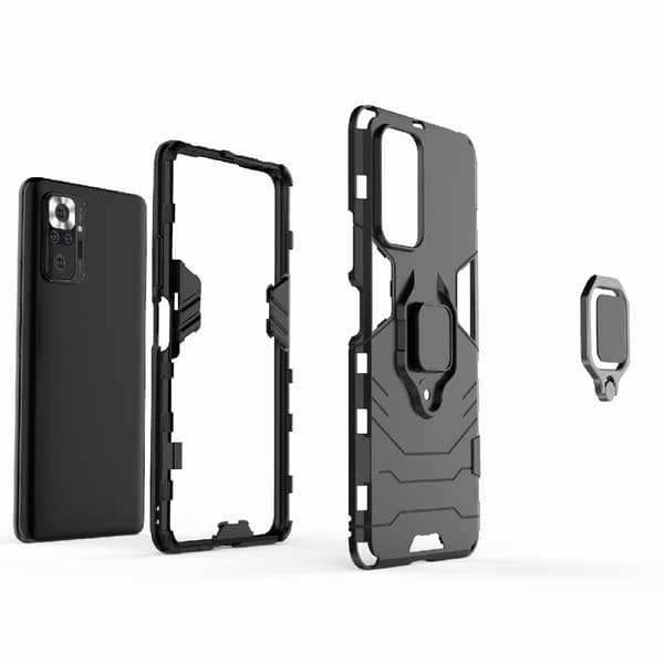 Xiaomi Redmi Note 10 Pro - Hybrid Armor Ring Skal - Svart Svart