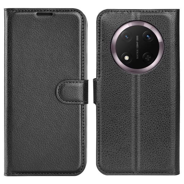 Honor Magic7 Lite Fodral Litchi Läder Svart