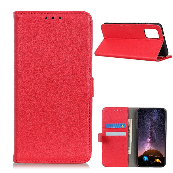 OnePlus 8T / 8T+ - Litchi Läder Fodral - Röd Red Röd