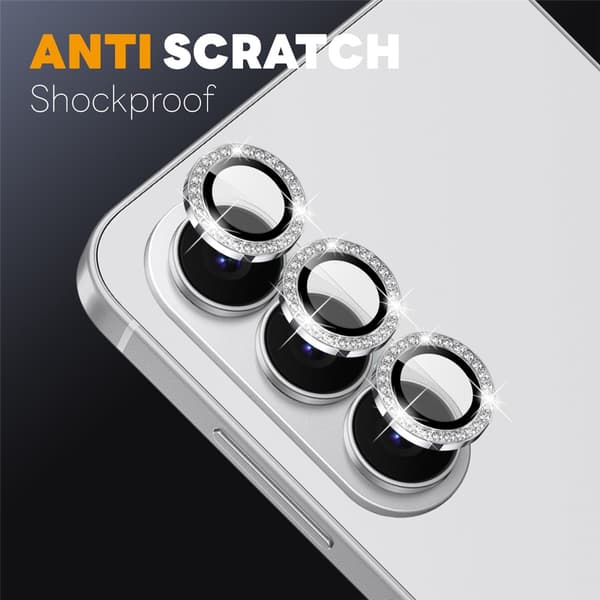 NORTHJO Samsung Galaxy S26 Linsskydd Strass Silver
