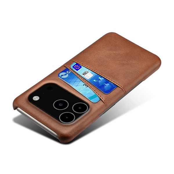 iPhone 17 Pro Max Skal Med Kortfack Läder Brun