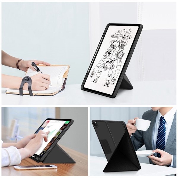 iPad Air 2025-2020 / Pro 11 Fodral Läder Origami Svart Svart
