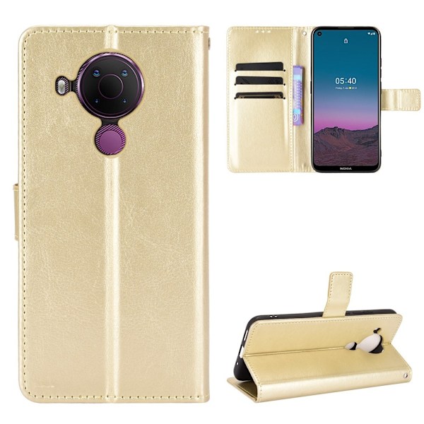 Nokia 5.4 - Crazy Horse Fodral - Guld Gold Guld