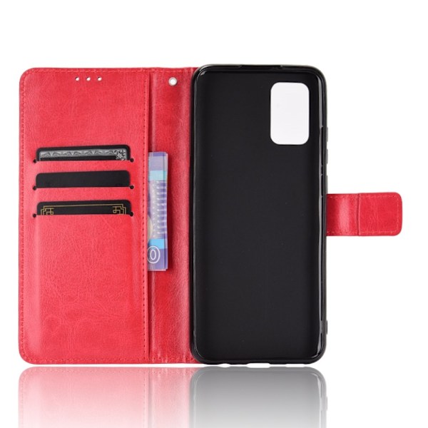 Samsung Galaxy A02s - Crazy Horse Läder Fodral - Röd Red Röd