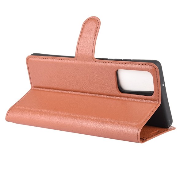 Samsung Galaxy Note 20 - Litchi Plånboksfodral - Brun Brown Brun