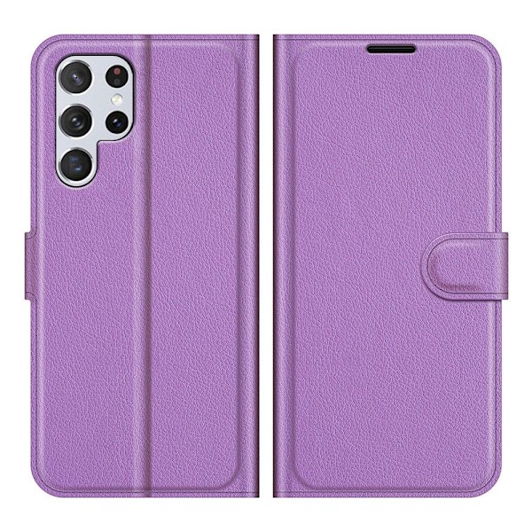 Samsung Galaxy S22 Ultra Fodral Litchi Läder Lila