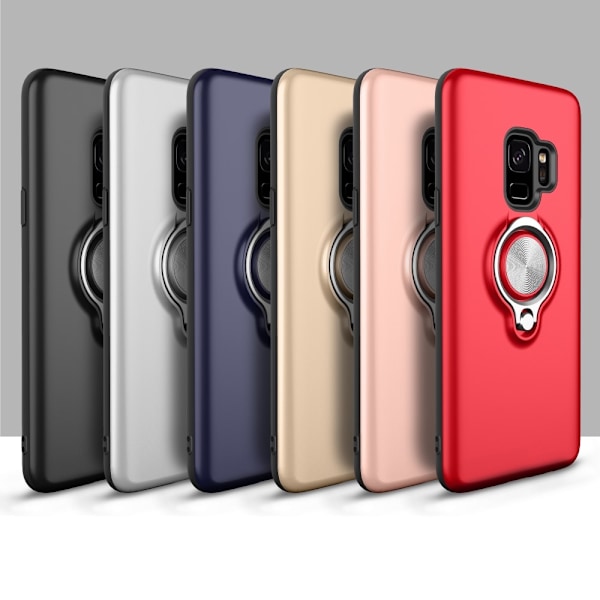 Samsung S9 - Ring Skal Funkar med magnethållare - Röd Red Röd