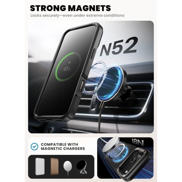 Supcase iPhone 17 Pro Max Skal MagSafe Iblsn Ares Flip Svart