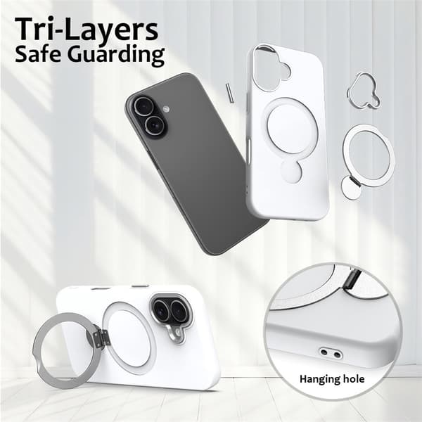 iPhone 16 Skal MagSafe Kickstand Hybrid Vit