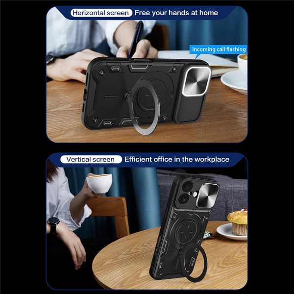 iPhone 17 Skal CamShield Kickstand Hybrid Svart
