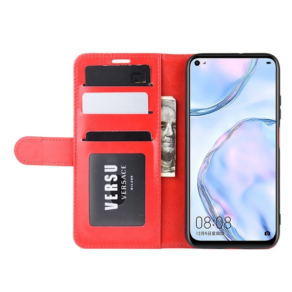 Huawei P40 Lite - Crazy Horse Plånboksfodral - Röd Red Röd