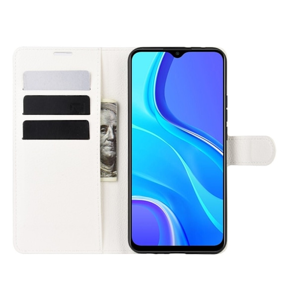 Xiaomi Redmi 9 - Litchi Plånboksfodral - Vit White Vit
