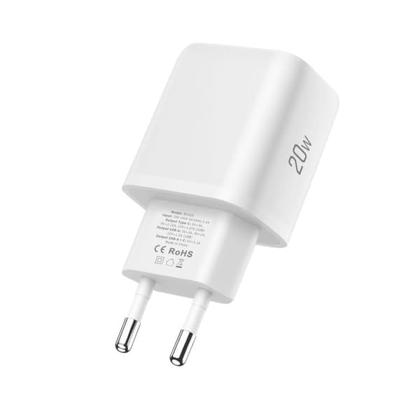 Tech-Protect 20W Väggladdare PD QC3.0 USB-C / USB-A Vit