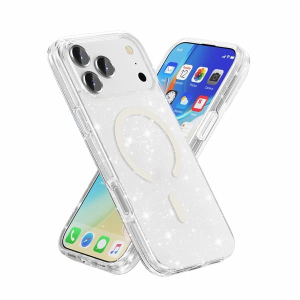iPhone 17 Pro Max/18 Pro Max Skal MagSafe Glitter Transparent