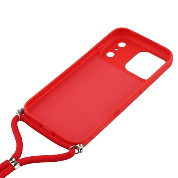 iPhone 17 Pro Skal Med Mobilsnöre TPU Röd
